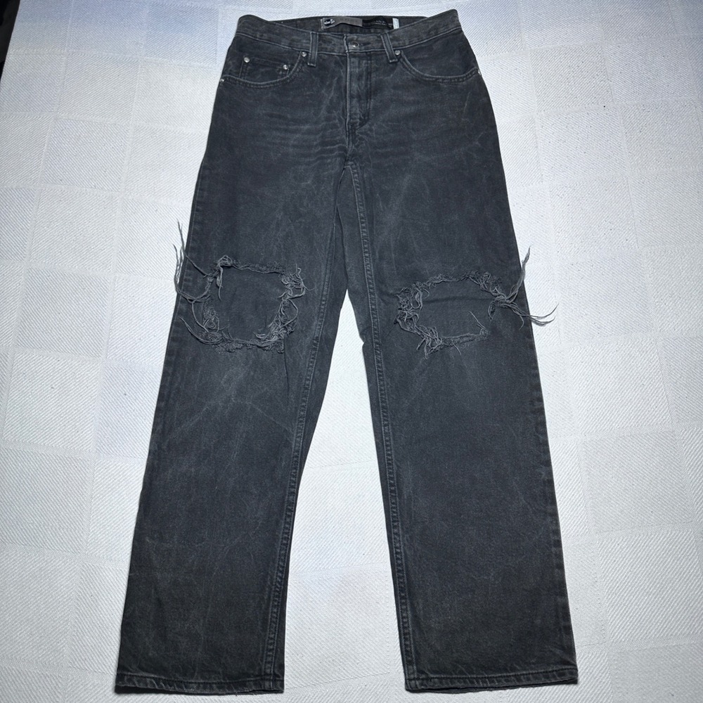 Levi's SilverTab '94 Baggy Jeans Womens 27 Distressed Grunge Faded Black Denim